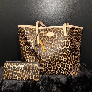 Coach Metro Ocelot Print Tote and Wallet Set